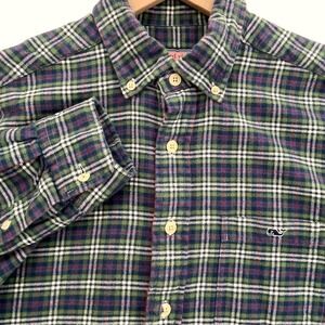 Vineyard Vines Tucker Shirt 100% Cotton Flannel Shirt Plaid Men's Medium FLAW